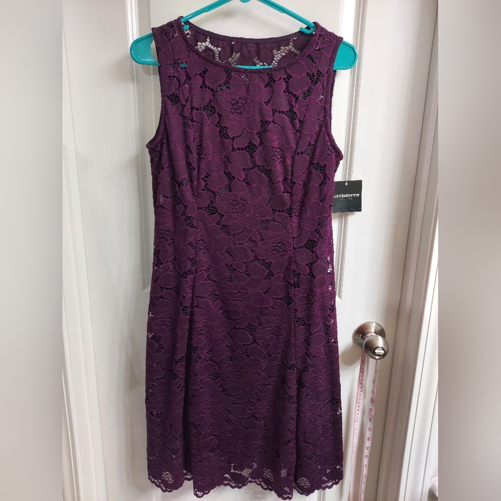 NWT Liz Claiborne Womens Lace dress, Eggplant color